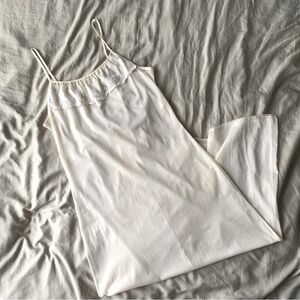 Vintage 70s 80s Ivory Nightgown Slip Dress Rosebud Nylon Long Small